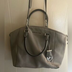 Michael Kors Grey Leather Satchel with MK Charm